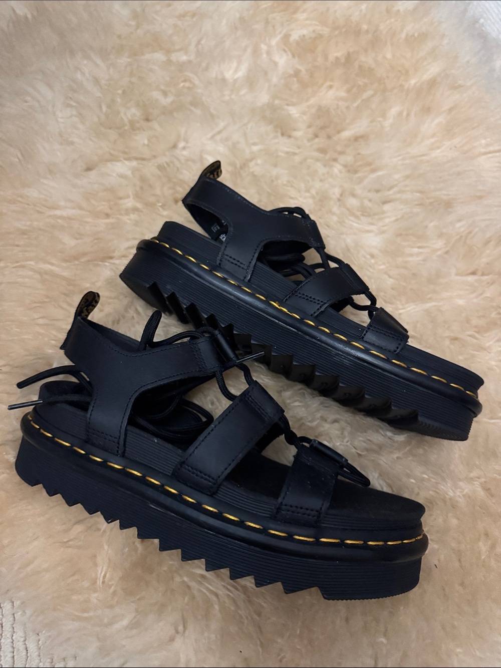 Dr. Martens Black Leather Lace-Up Platform Sandals - Picture 7 of 11